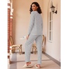 image:imageEkouaer 2 Pack Womens Pajama Sets Long Sleeve Pjs Lounge Set Soft Comfy Sleepwear Winter LoungewearBlack StripeLight Green