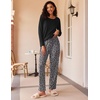 image:imageEkouaer 2 Pack Womens Pajama Sets Long Sleeve Pjs Lounge Set Soft Comfy Sleepwear Winter LoungewearBlackBlack Leopard