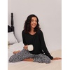 image:imageEkouaer 2 Pack Womens Pajama Sets Long Sleeve Pjs Lounge Set Soft Comfy Sleepwear Winter LoungewearBlackBlack Leopard
