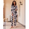 image:imageEkouaer 2 Pack Womens Pajama Sets Long Sleeve Pjs Lounge Set Soft Comfy Sleepwear Winter LoungewearBlackFlower