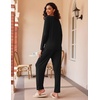 image:imageEkouaer 2 Pack Womens Pajama Sets Long Sleeve Pjs Lounge Set Soft Comfy Sleepwear Winter LoungewearBlackGreen