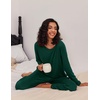 image:imageEkouaer 2 Pack Womens Pajama Sets Long Sleeve Pjs Lounge Set Soft Comfy Sleepwear Winter LoungewearBlackGreen