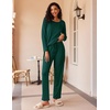 image:imageEkouaer 2 Pack Womens Pajama Sets Long Sleeve Pjs Lounge Set Soft Comfy Sleepwear Winter LoungewearBlackGreen
