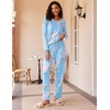 image:imageEkouaer 2 Pack Womens Pajama Sets Long Sleeve Pjs Lounge Set Soft Comfy Sleepwear Winter LoungewearBlue FlowerWine Red Flower