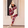 image:imageEkouaer 2 Pack Womens Pajama Sets Long Sleeve Pjs Lounge Set Soft Comfy Sleepwear Winter LoungewearBlue FlowerWine Red Flower