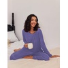 image:imageEkouaer 2 Pack Womens Pajama Sets Long Sleeve Pjs Lounge Set Soft Comfy Sleepwear Winter LoungewearBlue StripeNavy Dots