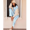 image:imageEkouaer 2 Pack Womens Pajama Sets Long Sleeve Pjs Lounge Set Soft Comfy Sleepwear Winter LoungewearBlue StripeStar Print