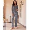 image:imageEkouaer 2 Pack Womens Pajama Sets Long Sleeve Pjs Lounge Set Soft Comfy Sleepwear Winter LoungewearGray PlaidNavy Dots