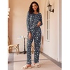 image:imageEkouaer 2 Pack Womens Pajama Sets Long Sleeve Pjs Lounge Set Soft Comfy Sleepwear Winter LoungewearGray StarNavy Blue