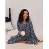image:imageEkouaer 2 Pack Womens Pajama Sets Long Sleeve Pjs Lounge Set Soft Comfy Sleepwear Winter LoungewearGray StarNavy Blue