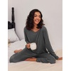image:imageEkouaer 2 Pack Womens Pajama Sets Long Sleeve Pjs Lounge Set Soft Comfy Sleepwear Winter LoungewearGrayBlue Flower