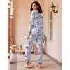 image:imageEkouaer 2 Pack Womens Pajama Sets Long Sleeve Pjs Lounge Set Soft Comfy Sleepwear Winter LoungewearGrayBlue Flower