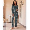 image:imageEkouaer 2 Pack Womens Pajama Sets Long Sleeve Pjs Lounge Set Soft Comfy Sleepwear Winter LoungewearLeopardDark Gray Star