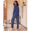 image:imageEkouaer 2 Pack Womens Pajama Sets Long Sleeve Pjs Lounge Set Soft Comfy Sleepwear Winter LoungewearLeopardNavy Dots