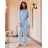 image:imageEkouaer 2 Pack Womens Pajama Sets Long Sleeve Pjs Lounge Set Soft Comfy Sleepwear Winter LoungewearPink BowLight Blue