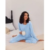 image:imageEkouaer 2 Pack Womens Pajama Sets Long Sleeve Pjs Lounge Set Soft Comfy Sleepwear Winter LoungewearPink BowLight Blue