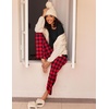 image:imageEkouaer 2 Pack Womens Pajama Sets Long Sleeve Pjs Lounge Set Soft Comfy Sleepwear Winter LoungewearWine Red PlaidBlack Red Plaid