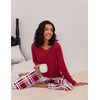 image:imageEkouaer 2 Pack Womens Pajama Sets Long Sleeve Pjs Lounge Set Soft Comfy Sleepwear Winter LoungewearWine Red PlaidBlack Red Plaid