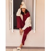 image:imageEkouaer 2 Pack Womens Pajama Sets Long Sleeve Pjs Lounge Set Soft Comfy Sleepwear Winter LoungewearWine RedBlack Flower