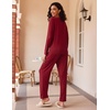 image:imageEkouaer 2 Pack Womens Pajama Sets Long Sleeve Pjs Lounge Set Soft Comfy Sleepwear Winter LoungewearWine RedBlack Flower