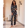 image:imageEkouaer 2 Pack Womens Pajama Sets Long Sleeve Pjs Lounge Set Soft Comfy Sleepwear Winter LoungewearWine RedBlack Flower