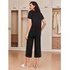 image:imageEkouaer 2 Pack Womens Pajamas Set Short Sleeve Sleepwear Capri Pants Pjs Soft Loungewear with PocketsBlack  Leopard