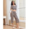 image:imageEkouaer 2 Pack Womens Pajamas Set Short Sleeve Sleepwear Capri Pants Pjs Soft Loungewear with PocketsBlack  Leopard