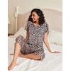 image:imageEkouaer 2 Pack Womens Pajamas Set Short Sleeve Sleepwear Capri Pants Pjs Soft Loungewear with PocketsBlack  Leopard