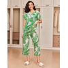 image:imageEkouaer 2 Pack Womens Pajamas Set Short Sleeve Sleepwear Capri Pants Pjs Soft Loungewear with PocketsBlack Flower  Green Leaf