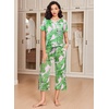 image:imageEkouaer 2 Pack Womens Pajamas Set Short Sleeve Sleepwear Capri Pants Pjs Soft Loungewear with PocketsBlack Flower  Green Leaf