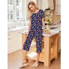 image:imageEkouaer 2 Pack Womens Pajamas Set Short Sleeve Sleepwear Capri Pants Pjs Soft Loungewear with PocketsBlue BowNavy Bloom