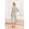 image:imageEkouaer 2 Pack Womens Pajamas Set Short Sleeve Sleepwear Capri Pants Pjs Soft Loungewear with PocketsBlue FlowerYellow Floral