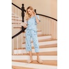 image:imageEkouaer 2 Pack Womens Pajamas Set Short Sleeve Sleepwear Capri Pants Pjs Soft Loungewear with PocketsBlue GreenMoon