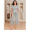 image:imageEkouaer 2 Pack Womens Pajamas Set Short Sleeve Sleepwear Capri Pants Pjs Soft Loungewear with PocketsButterfly  Gray Stripe