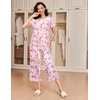 image:imageEkouaer 2 Pack Womens Pajamas Set Short Sleeve Sleepwear Capri Pants Pjs Soft Loungewear with PocketsButterfly  Gray Stripe