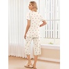 image:imageEkouaer 2 Pack Womens Pajamas Set Short Sleeve Sleepwear Capri Pants Pjs Soft Loungewear with PocketsCherryColorful Bow