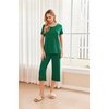 image:imageEkouaer 2 Pack Womens Pajamas Set Short Sleeve Sleepwear Capri Pants Pjs Soft Loungewear with PocketsGreenRed Christmas Print