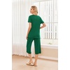 image:imageEkouaer 2 Pack Womens Pajamas Set Short Sleeve Sleepwear Capri Pants Pjs Soft Loungewear with PocketsGreenRed Christmas Print