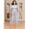 image:imageEkouaer 2 Pack Womens Pajamas Set Short Sleeve Sleepwear Capri Pants Pjs Soft Loungewear with PocketsLeopard Butterfly Print