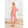 image:imageEkouaer 2 Pack Womens Pajamas Set Short Sleeve Sleepwear Capri Pants Pjs Soft Loungewear with PocketsLeopardDaisies