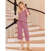 image:imageEkouaer 2 Pack Womens Pajamas Set Short Sleeve Sleepwear Capri Pants Pjs Soft Loungewear with PocketsLight GreenDusty Rose