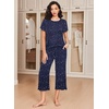 image:imageEkouaer 2 Pack Womens Pajamas Set Short Sleeve Sleepwear Capri Pants Pjs Soft Loungewear with PocketsNavy Star  Coffee