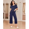 image:imageEkouaer 2 Pack Womens Pajamas Set Short Sleeve Sleepwear Capri Pants Pjs Soft Loungewear with PocketsNavy Star  Coffee