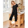 image:imageEkouaer 2 Pack Womens Pajamas Set Short Sleeve Sleepwear Capri Pants Pjs Soft Loungewear with PocketsPink CurveBlack Bow