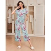 image:imageEkouaer 2 Pack Womens Pajamas Set Short Sleeve Sleepwear Capri Pants Pjs Soft Loungewear with PocketsRose Print  Grey