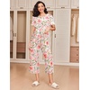 image:imageEkouaer 2 Pack Womens Pajamas Set Short Sleeve Sleepwear Capri Pants Pjs Soft Loungewear with PocketsWine Flower  Pink Floral
