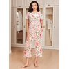 image:imageEkouaer 2 Pack Womens Pajamas Set Short Sleeve Sleepwear Capri Pants Pjs Soft Loungewear with PocketsWine Flower  Pink Floral
