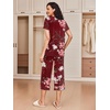 image:imageEkouaer 2 Pack Womens Pajamas Set Short Sleeve Sleepwear Capri Pants Pjs Soft Loungewear with PocketsWine Flower  Pink Floral
