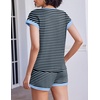 image:imageEkouaer 2 Piece Sets for Women Summer Outfits Cute Stripe Knit T Shirts Shorts Matching Lounge SetBlack Blue Striped