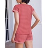 image:imageEkouaer 2 Piece Sets for Women Summer Outfits Cute Stripe Knit T Shirts Shorts Matching Lounge SetHot Pink Striped